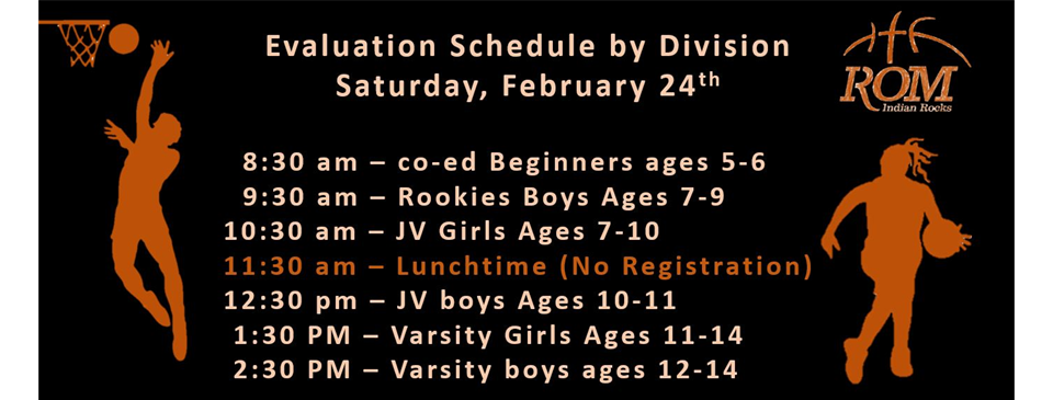 Basketball Evaluation Schedule